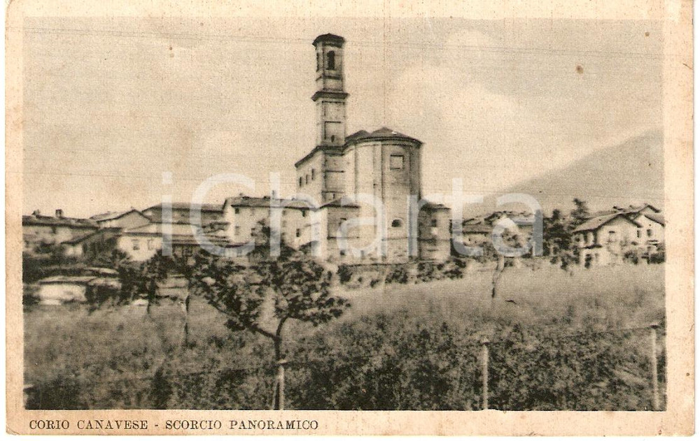 Cartolina originale da collezione 1947 CORIO CANAVESE Scorcio panoramico Cartolina FP VG 1