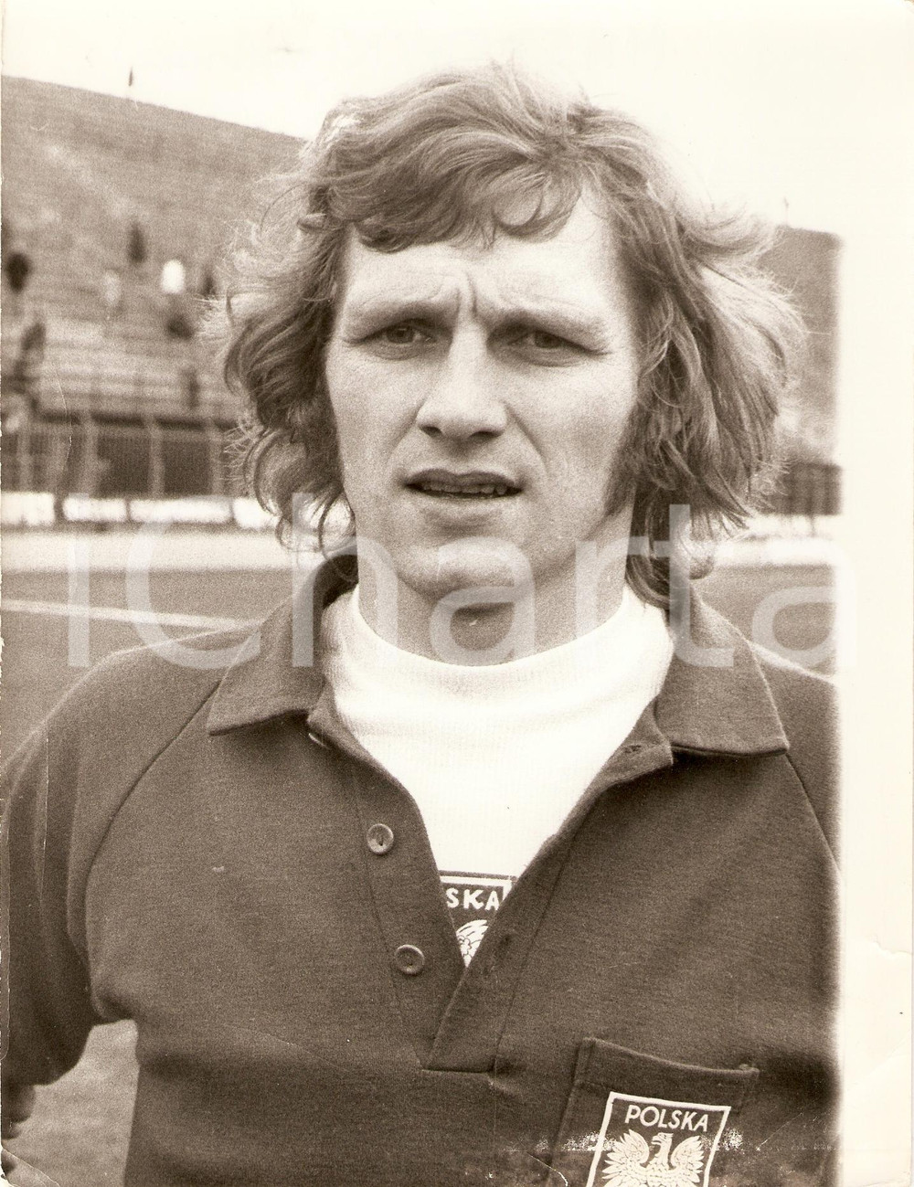 Fotografia d epoca originale 1974 POLONIA Calcio MONDIALI Zygmunt MASZCZYK Polska Ritratto Fotografia 1