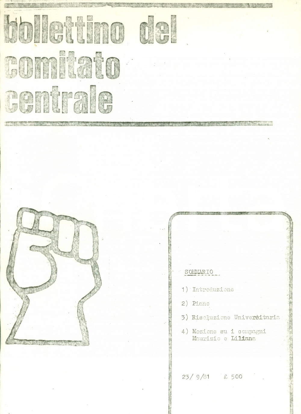 Oggetto da collezione cartaceo 1981 COMITATO CENTRALE per sindacati universitari Bollettino LOTTA STUDENTESCA 1