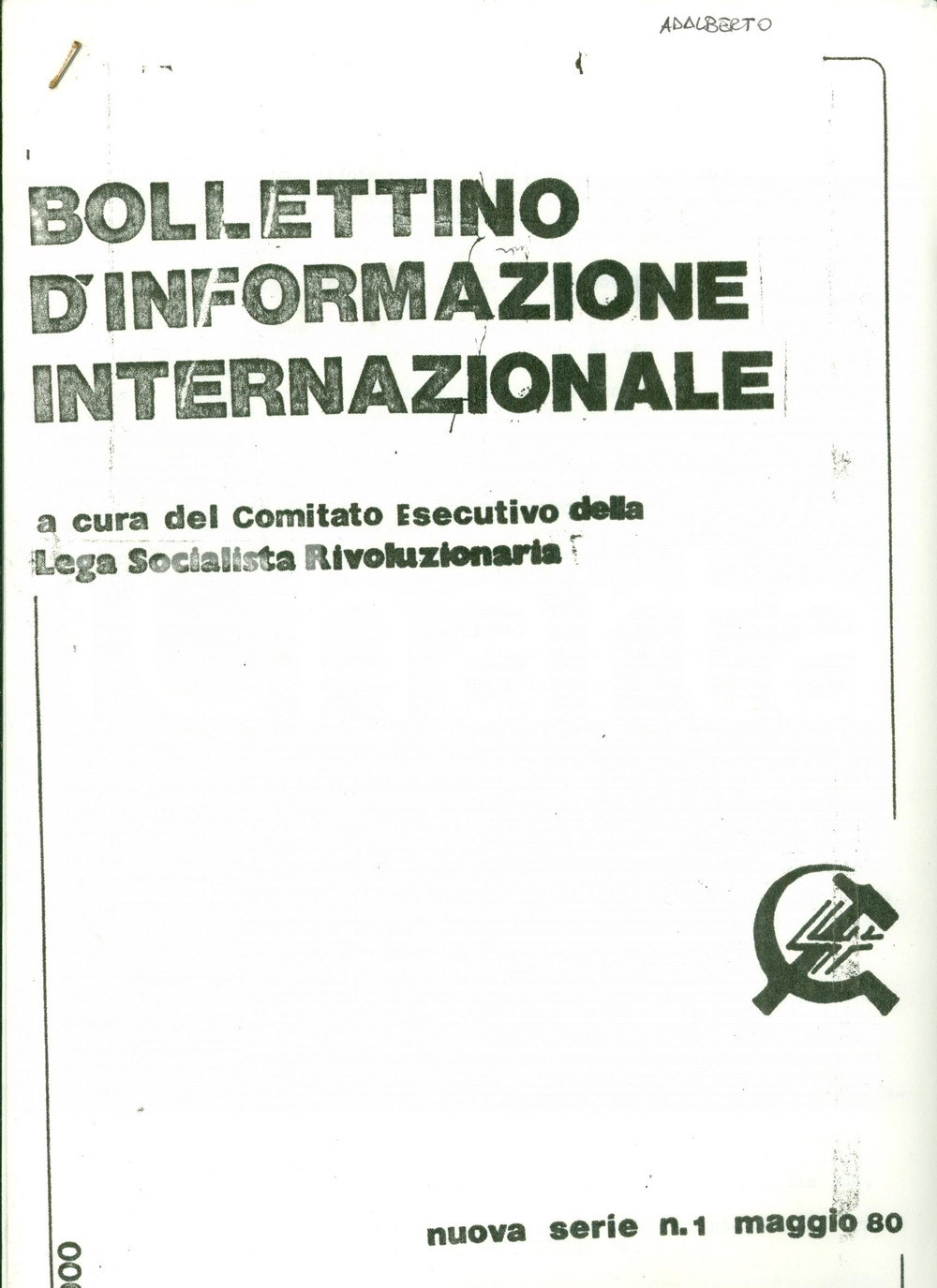 Oggetto da collezione cartaceo 1980 LEGA SOCIALISTA RIVOLUZIONARIA Rivoluzione proletaria NICARAGUA Ciclostile 1