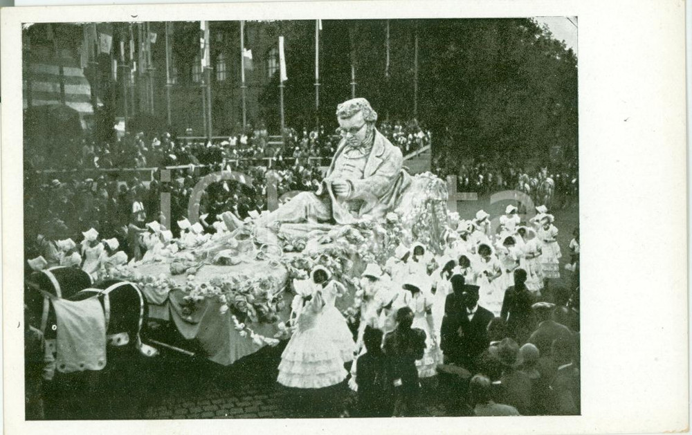 Cartolina originale da collezione 1928 WIEN AU X Deutsches SÃ¤ngerbundesfest Corteo allegorico Cartolina FP NV 1