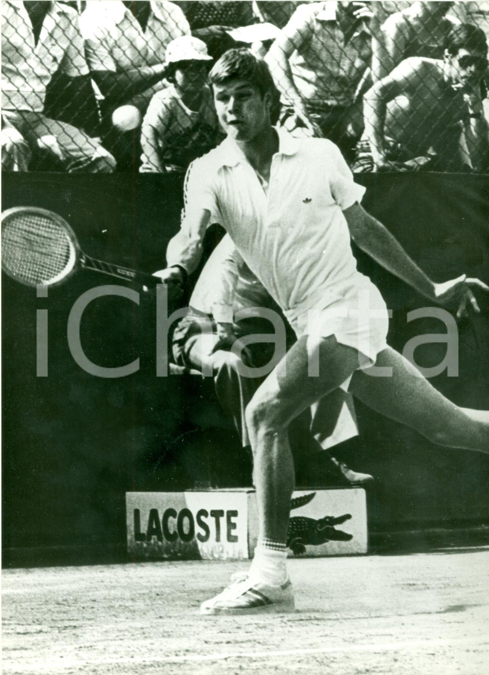 Fotografia d epoca originale 1980 ca TENNIS Ritratto Christopher BUSTER MOTTRAM Sponsor LACOSTE Fotografia 1