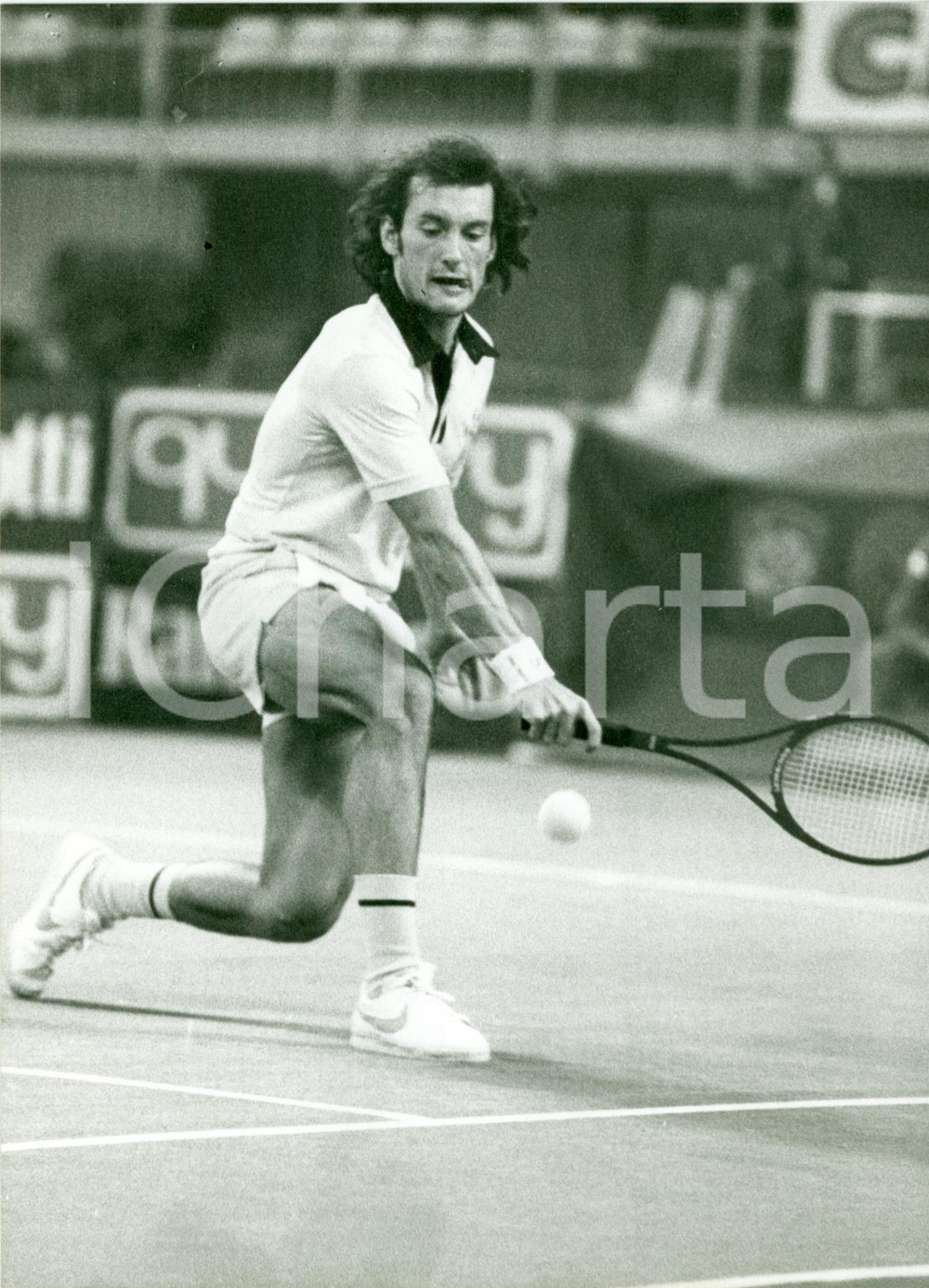 Fotografia d epoca originale 1980 ca TENNIS Tiro di Sandy MAYER durante un match Fotografia 1