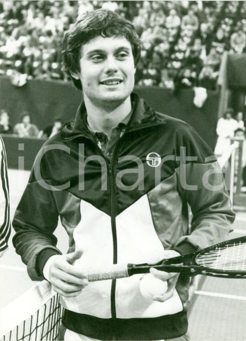 Fotografia d epoca originale 1980 ca TENNIS Ritratto Gene MAYER maglia Sergio TACCHINI Fotografia 1