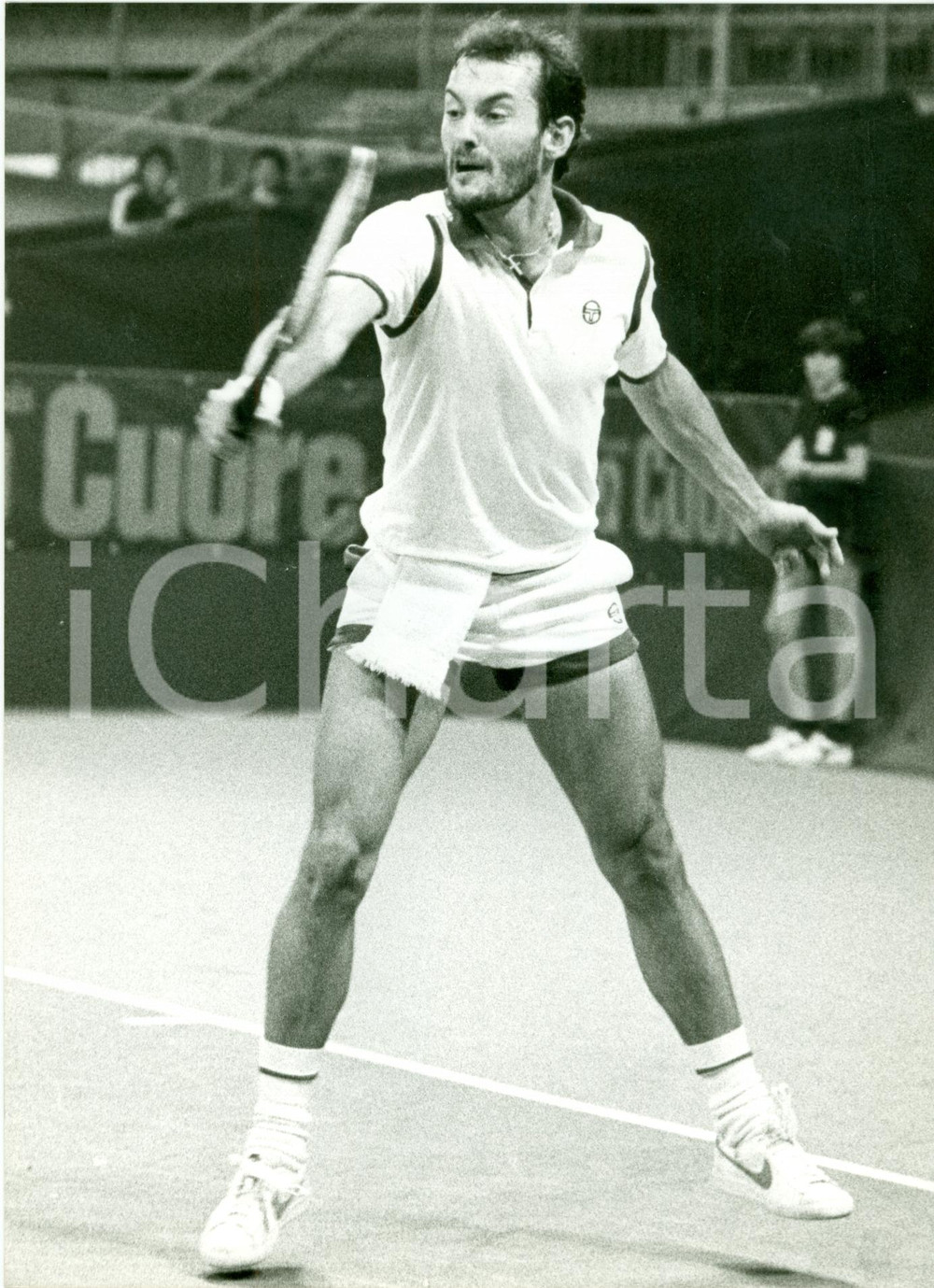 Fotografia d epoca originale 1980 ca TENNIS Ritratto campione Sandy MAYER durante un match Fotografia 1