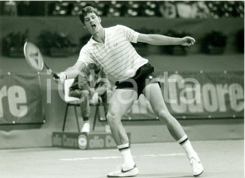 Fotografia d epoca originale 1983 MILANO Tennis Hank PFISTER durante il MILAN INDOOR Fotografia 1