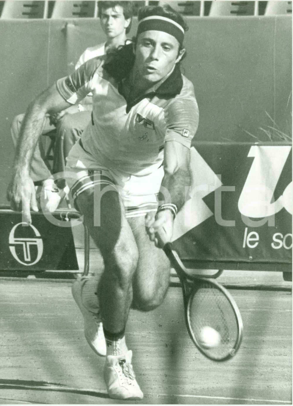 Fotografia d epoca originale 1980 ca TENNIS Campione Guillermo VILAS durante match Fotografia 1