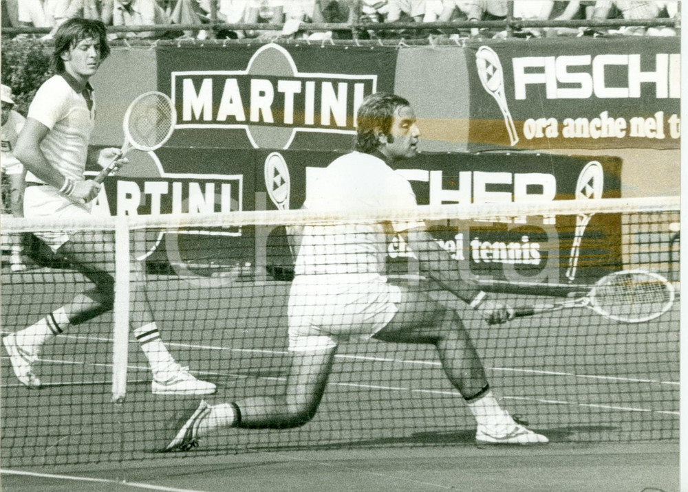 Fotografia d epoca originale 1978 COPPA DAVIS Tennis Doppio Adriano PANATTA Paolo BERTOLUCCI match Fotografia 1