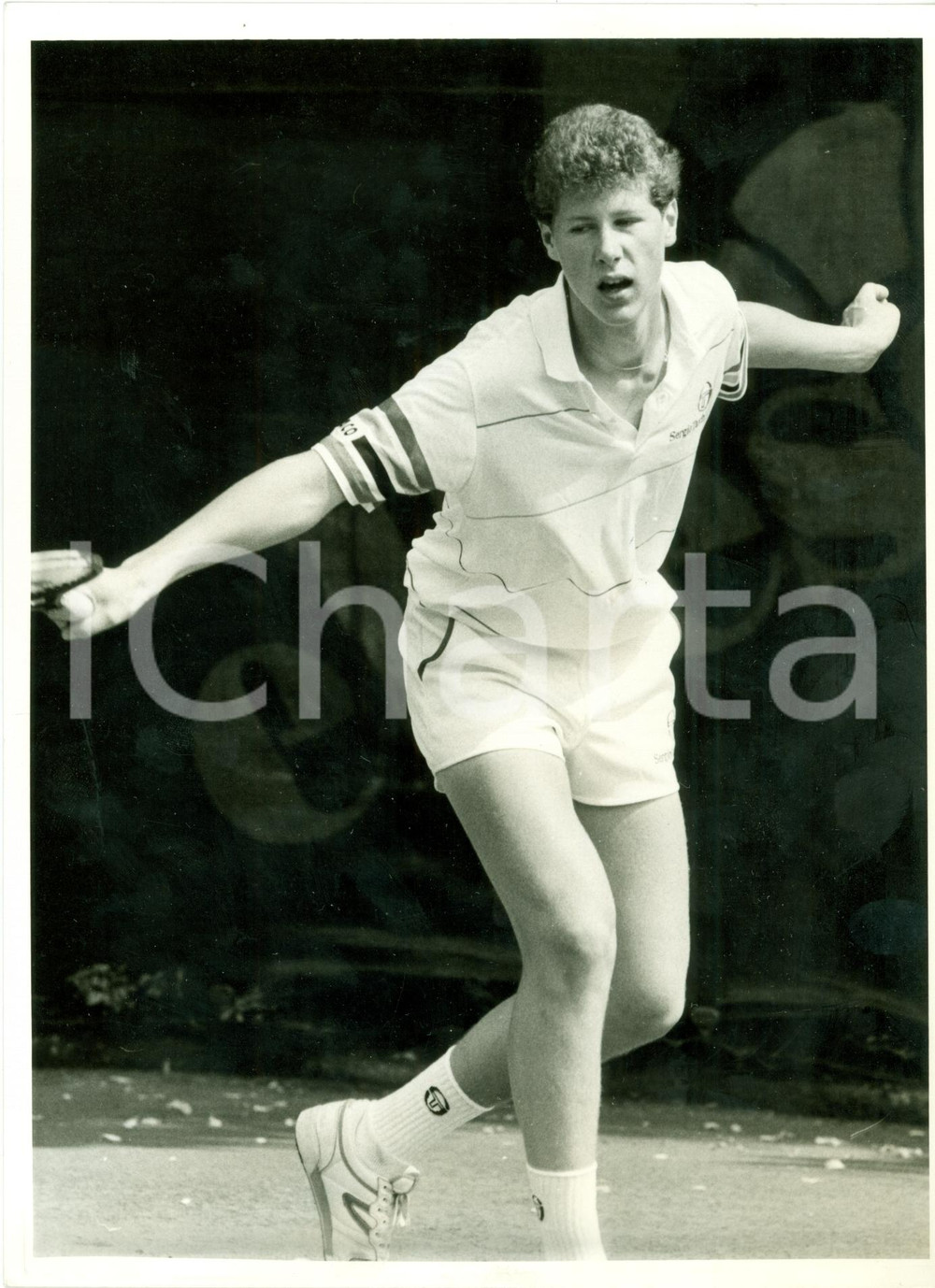 Fotografia d epoca originale 1990 ca SVEZIA Tennis Niklas KULTI durante allenamenti Fotografia 1