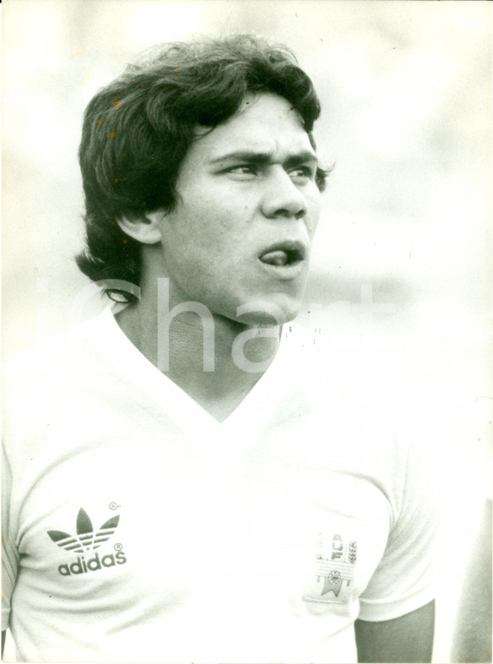 Fotografia d epoca originale 1980 ca URUGUAY Calcio Ritratto Ruben PAZ Maglia ADIDAS Federazione AUF Foto 1
