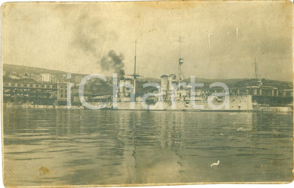Fotografia d epoca originale 1910 ca TRIESTE Regia nave SAN GIORGIO in navigazione Fotografia 1
