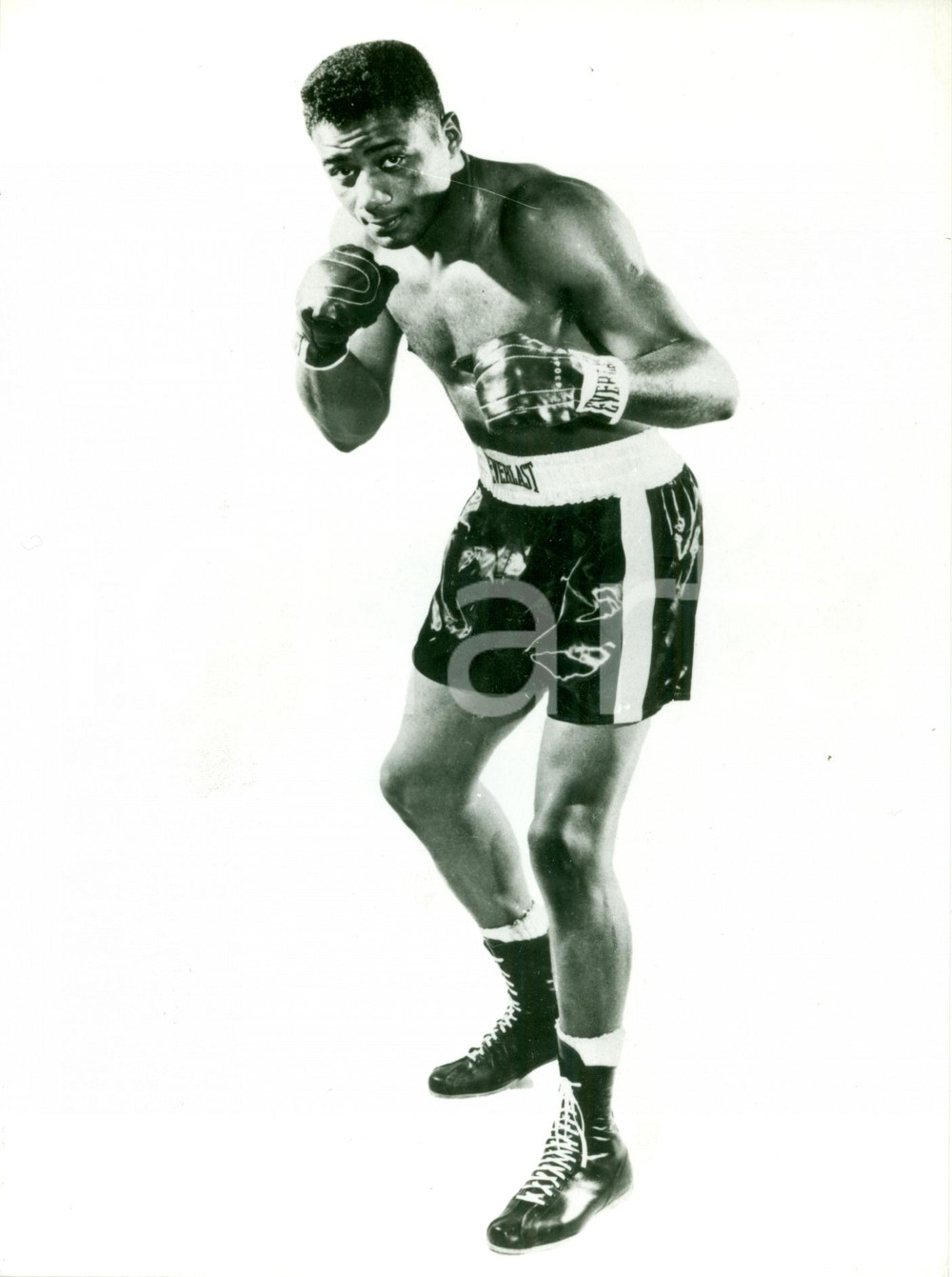 Fotografia d epoca originale 1975 ca BOXE Pugile Floyd PATTERSON pubblicitÃ  EVERLAST Fotografia 1