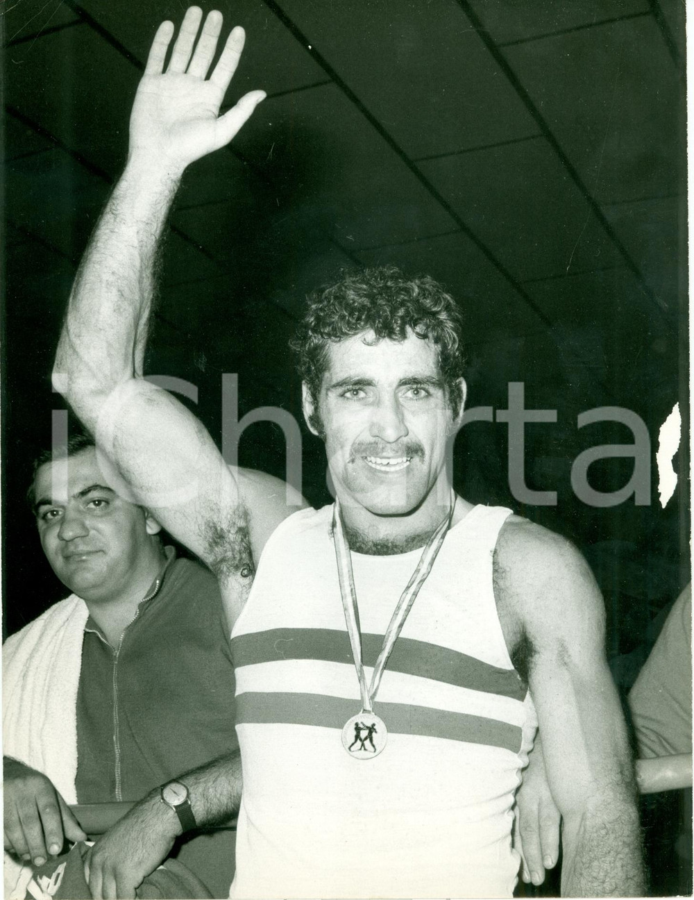 Fotografia d epoca originale 1974 RIMINI Boxe Pugile Salvatore RUSSO Campione d ITALIA dilettanti medi 1