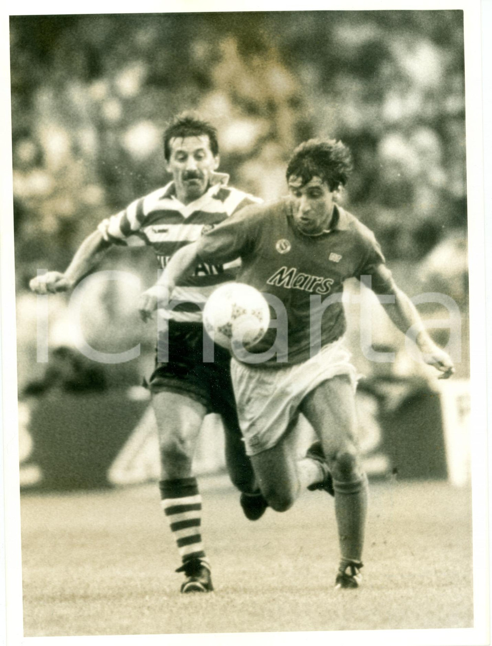Fotografia d epoca originale 1989 NAPOLI Calcio UEFA Massimo CRIPPA in azione vs SPORTING LISBONA Foto 1