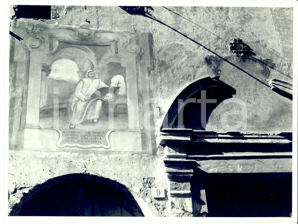 Fotografia d epoca originale 1970 AVIGLIANA TO Affresco su vecchia chiesetta beato Antonio COCQ Foto HAUS 1