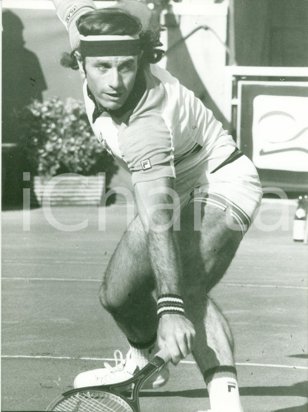 Fotografia d epoca originale 1980 ca TENNIS Campione Guillermo VILAS con divisa FILA Fotografia 1