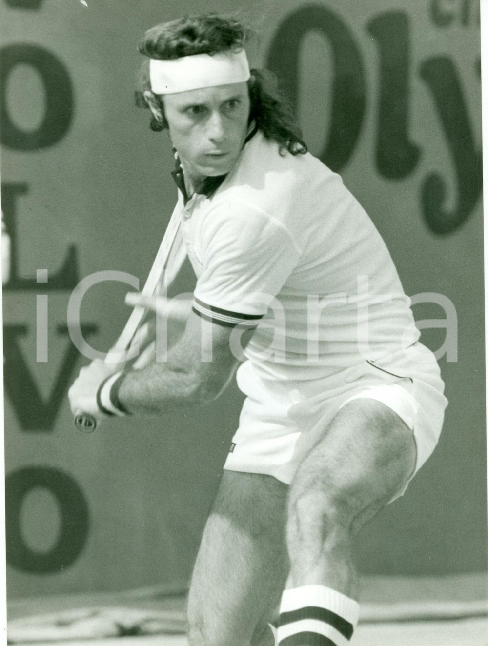 Fotografia d epoca originale 1980 ca TENNIS Campione Guillermo VILAS durante un match Fotografia 1