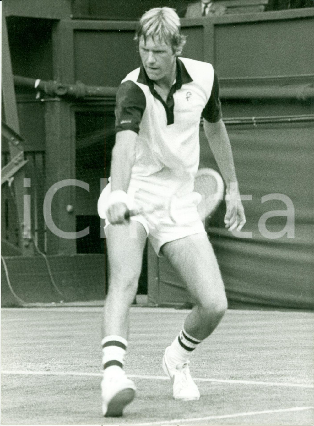 Fotografia d epoca originale 1980 ca TENNIS Peter FLEMING durante gli allenamenti Fotografia 1