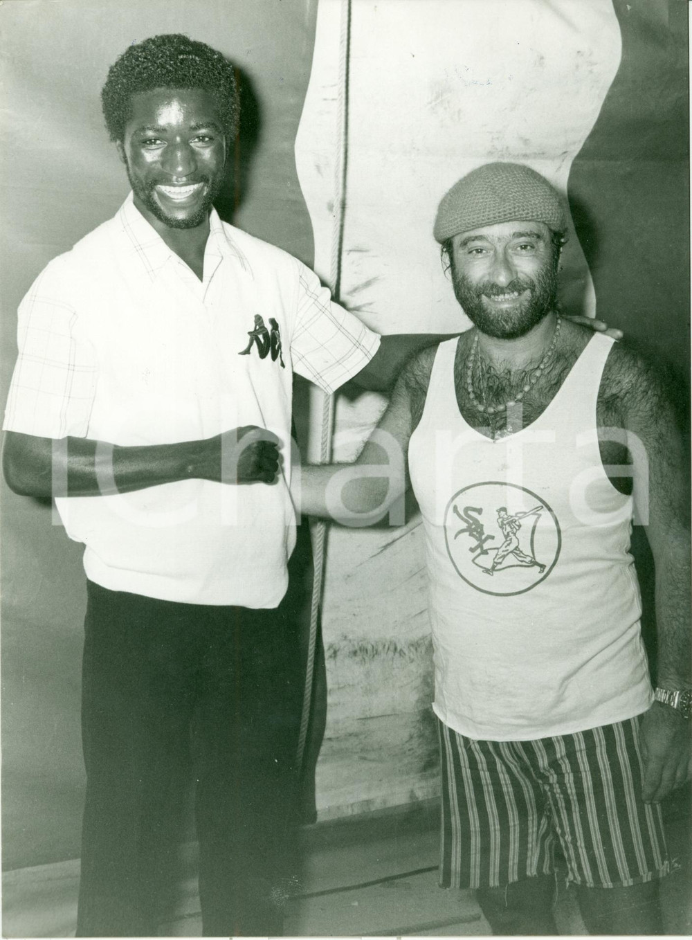 Fotografia d epoca originale 1980 ca BOXE Cornelius Boza EDWARDS con Lucio DALLA Fotografia 1