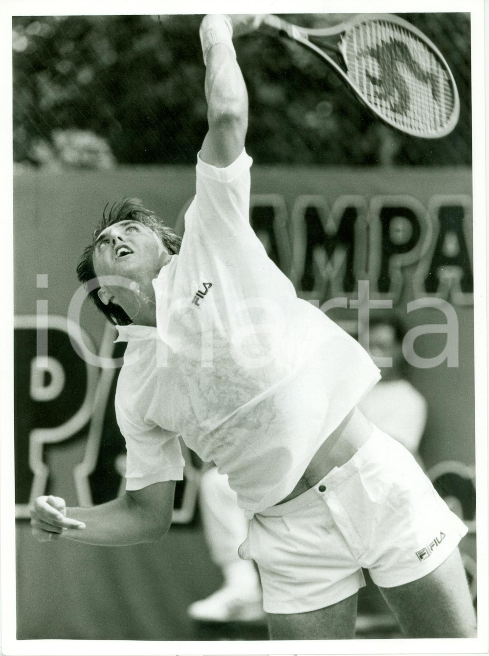 Fotografia d epoca originale 1990 MILANO Tennis Diego NARGISO tiro al FILA TROPHY Fotografia 1