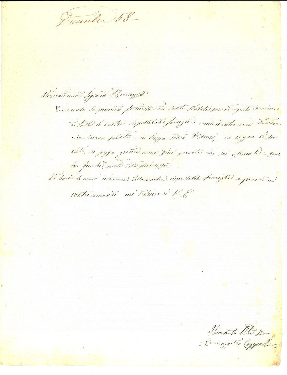 Documento originale, autentico 1858 GIFFONI SA Ermenegildo COPPETTA invia provole a baronessa Anna BELLI 1