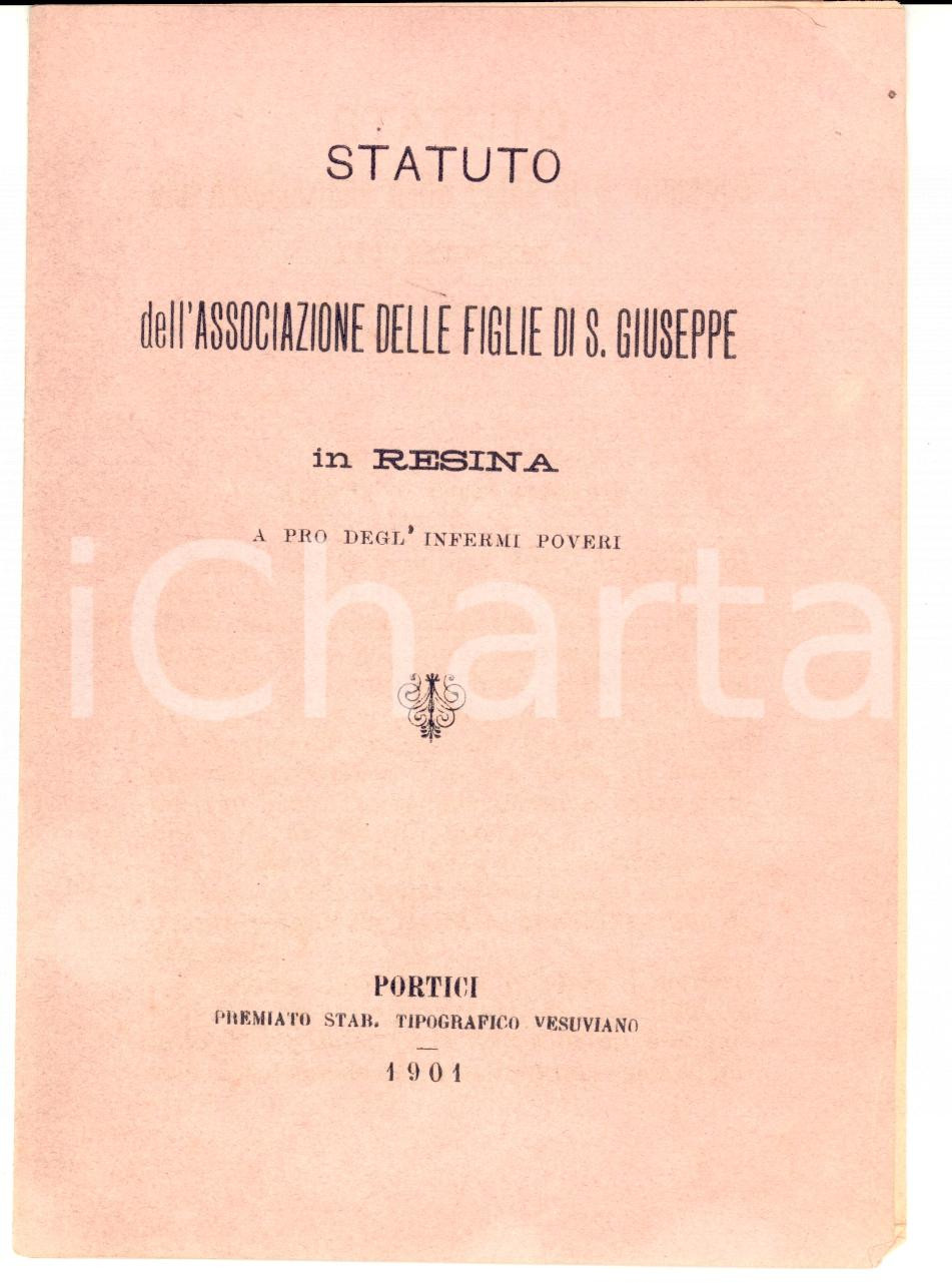 Libro, pubblicazione d epoca 1901 ERCOLANO NA Statuto Associazione FIGLIE DI SAN GIUSEPPE 1