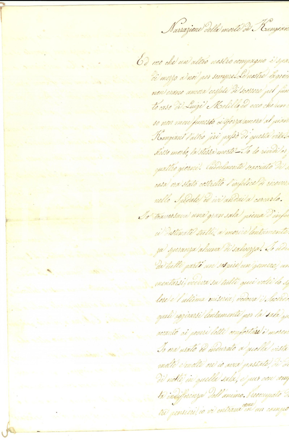 Documento originale, autentico 1880 ca NAPOLI Drammatica morte di Paolo KANGIANT per tubercolosi Manoscritto 1