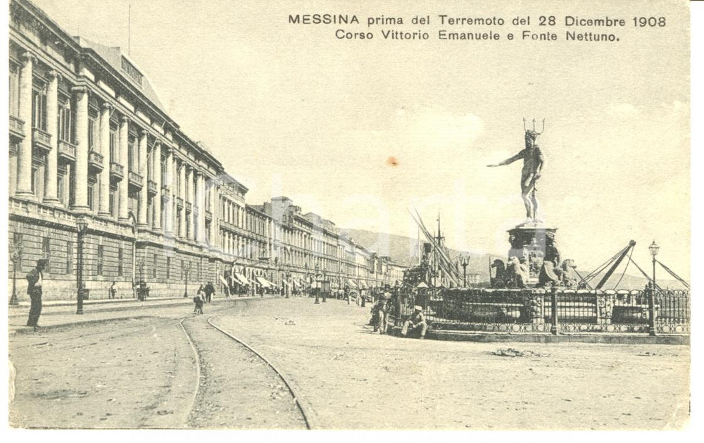 Cartolina originale da collezione 1910 ca MESSINA Fonte NETTUNO prima del terremoto 1908 Cartolina FP NV 1