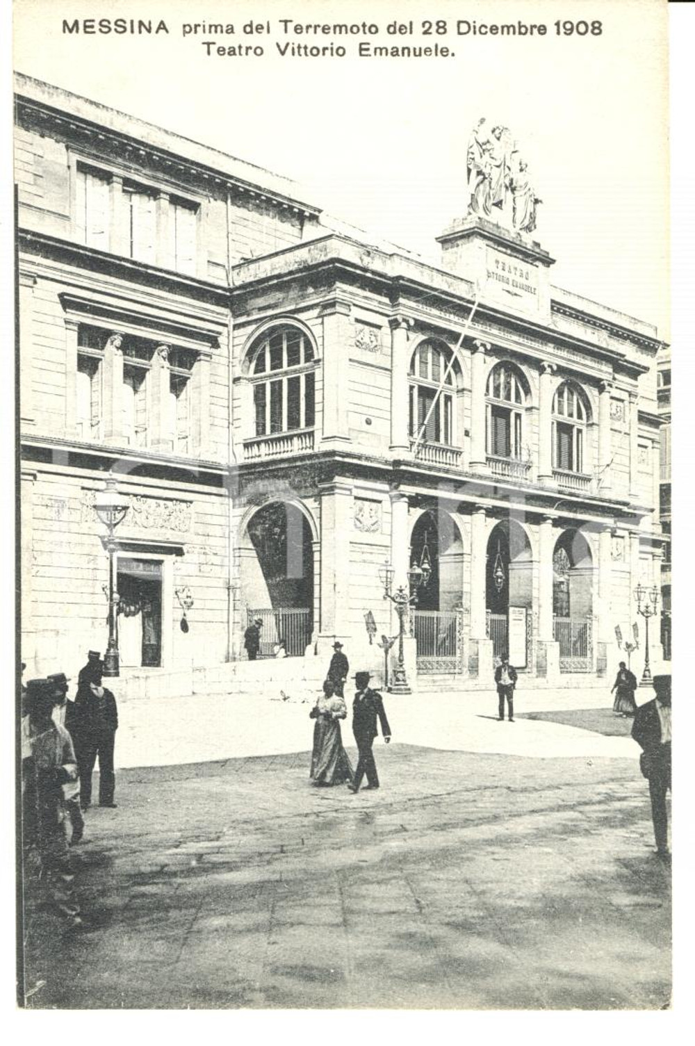 Cartolina originale da collezione 1910 MESSINA Teatro VITTORIO EMANUELE prima del TERREMOTO 1908 Cartolina FP NV 1