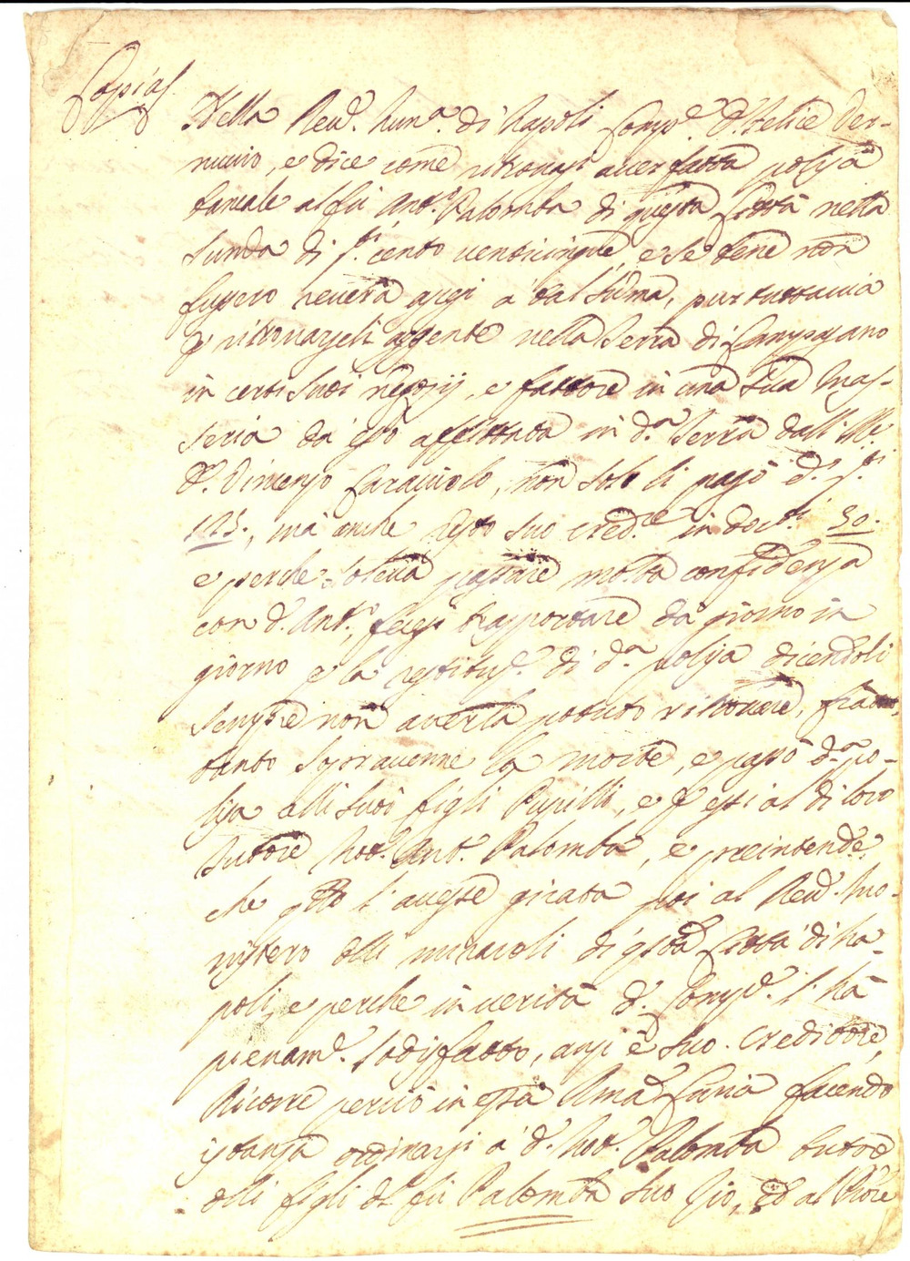 Documento originale, autentico 1790 ca CAMPOSANO NA Lite per cambiale Felice VERNUCCIO a orfani PALOMBA 1