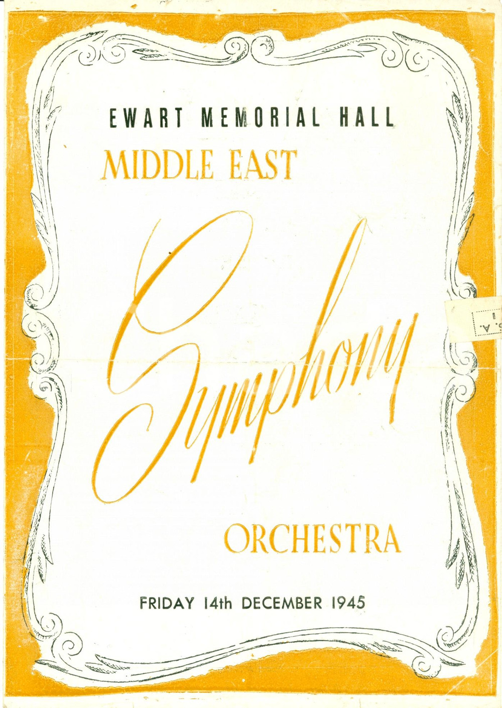 Materiale pubblicitario d’epoca 1945 CAIRO EGITTO Concerto Charlotte ESKENAZI Ewart Memorial Hall Programma 1