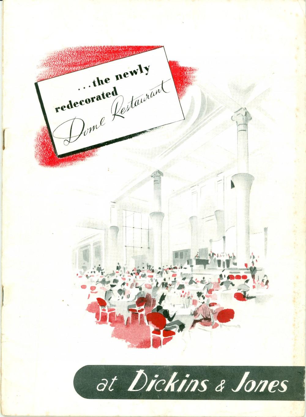Materiale pubblicitario d’epoca 1955 ca LONDON New Dome Restaurant at DICKINS & JONES Catalogo ILLUSTRATO 1