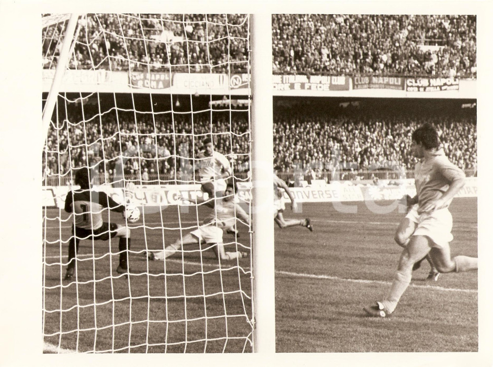 Fotografia d epoca originale 1989 NAPOLI  GENOA Calcio Giovanni FRANCINI segna gol ad Attilio GREGORI Foto 1