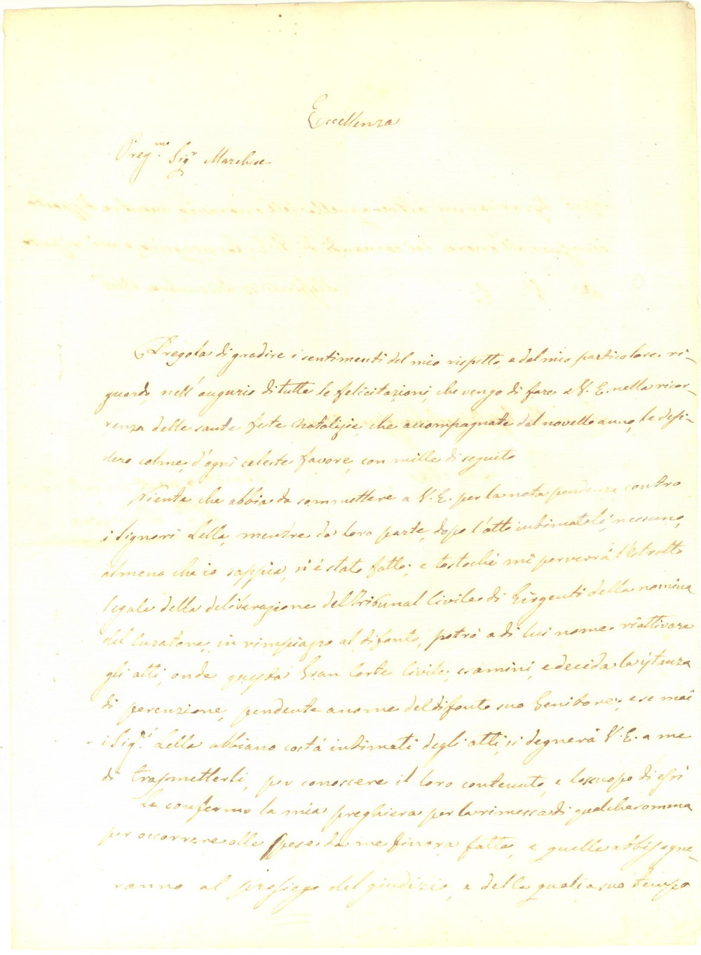 Manoscritto, lettera originale 1841 MESSINA Don Ignazio VALENZA curatore ereditÃ  dei marchesi FRANGIPANE 1