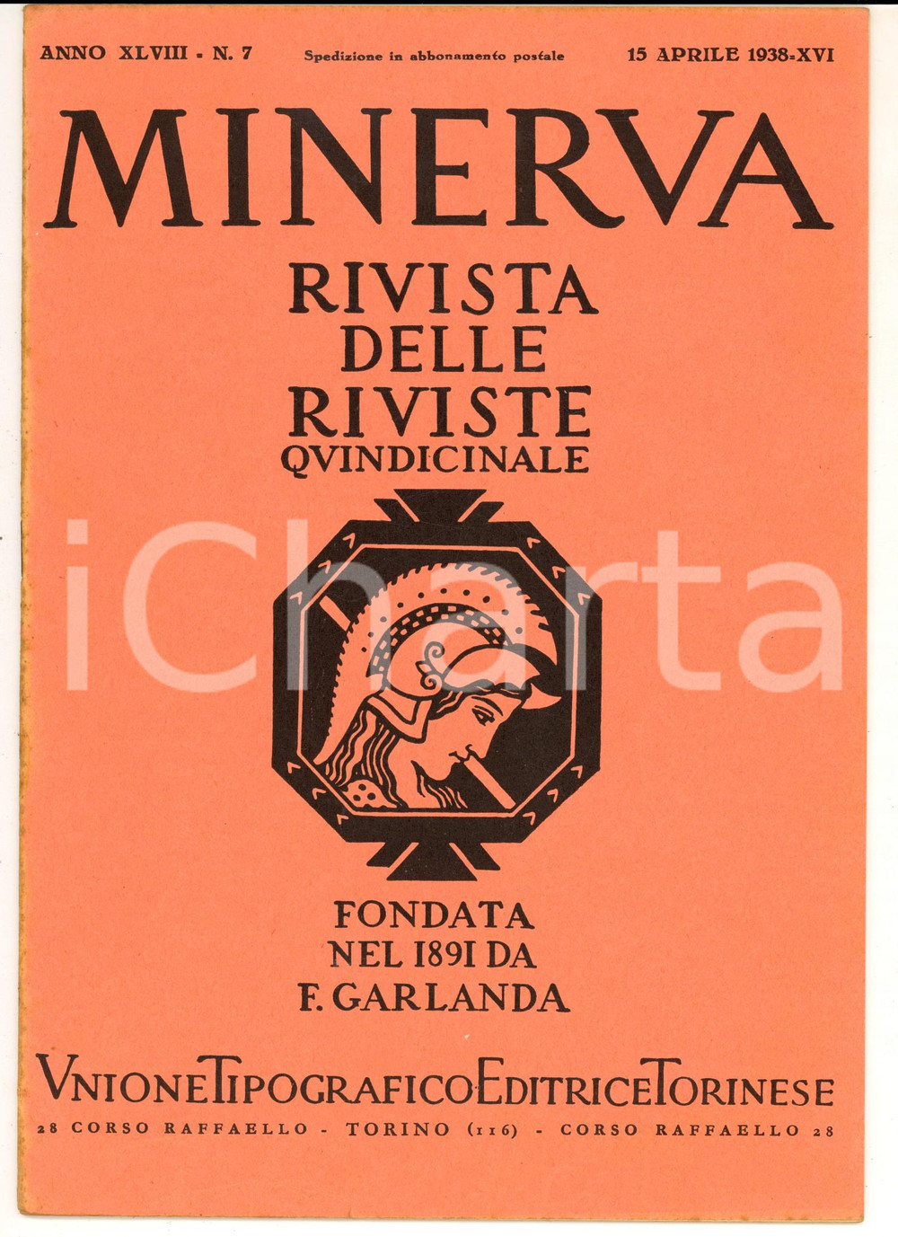 Giornale, rivista storica 1938 MINERVA Rivista delle Riviste  Dante e il Santo Graal Anno XLVI nÂ° 7 1