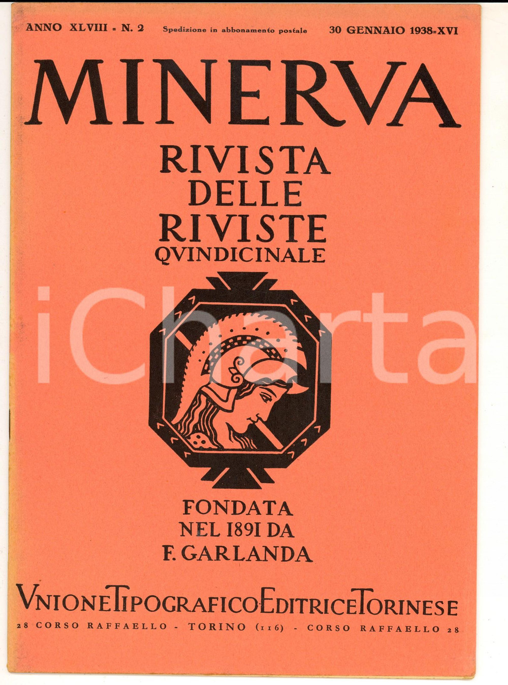 Giornale, rivista storica 1938 MINERVA Rivista delle Riviste  MASARIK fondatore Cecoslovacchia nÂ°2 1