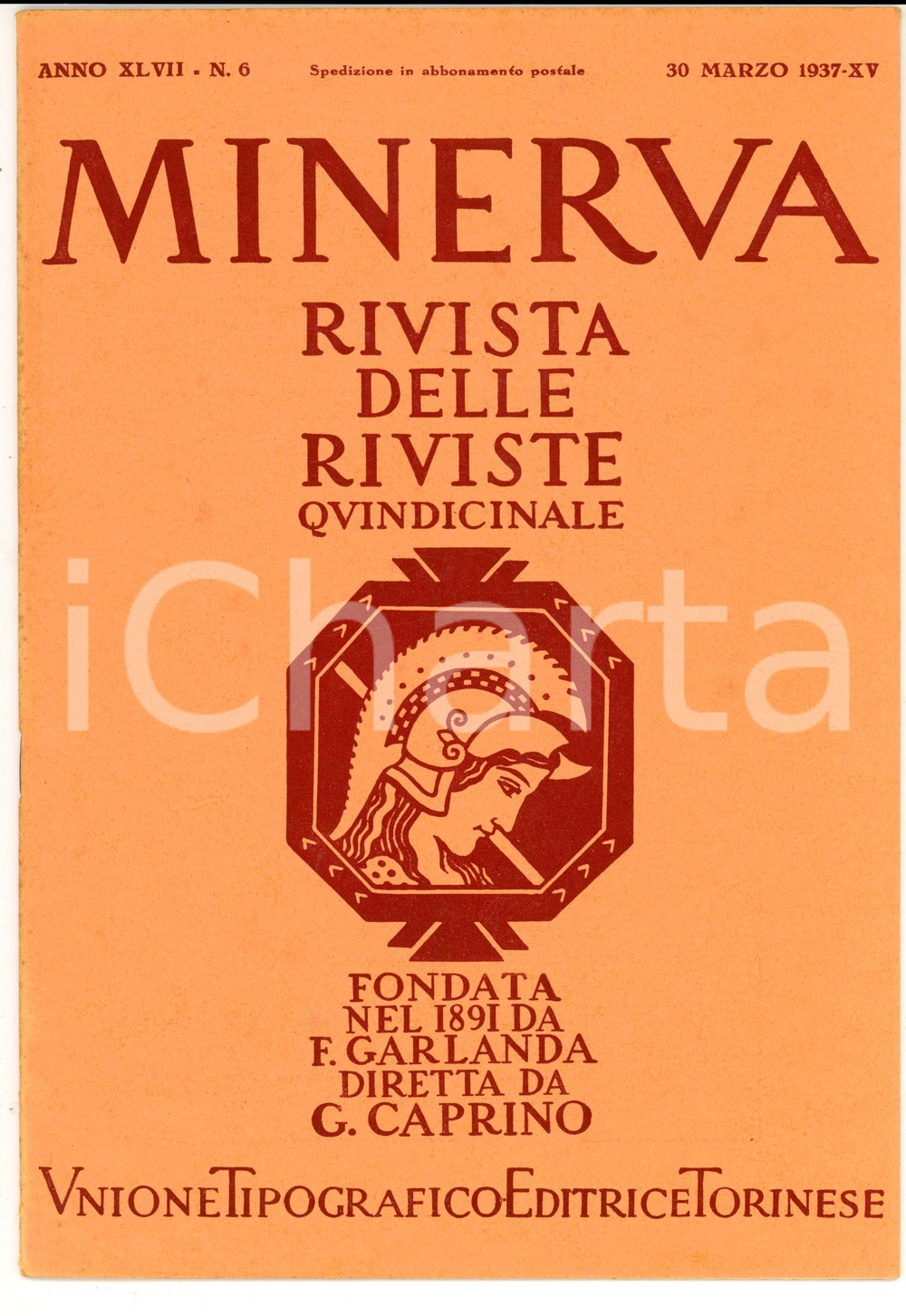 Giornale, rivista storica 1937 MINERVA Rivista delle Riviste  Mussolini e la poesia Anno XLVII nÂ°6 1