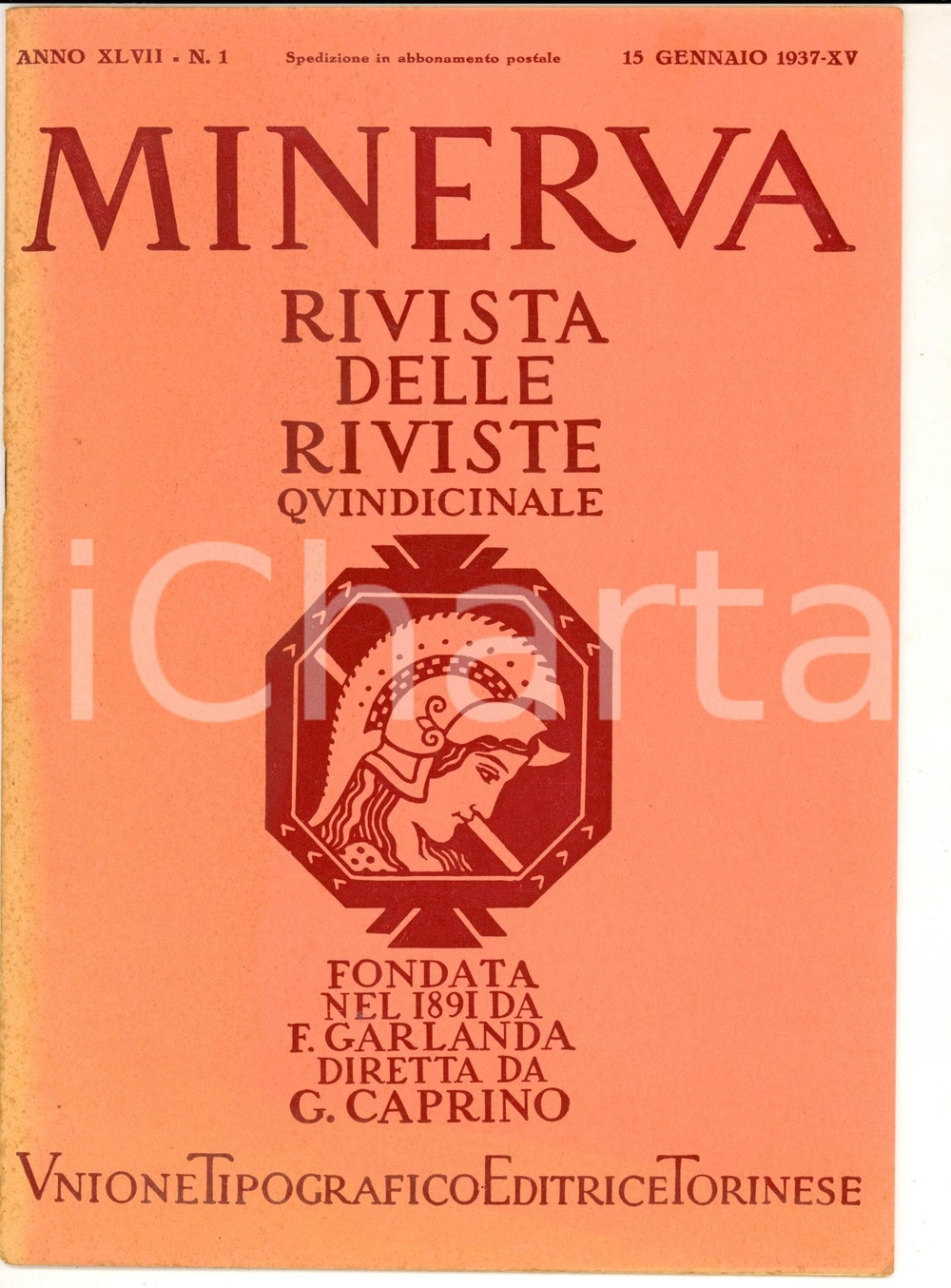 Giornale, rivista storica 1937 MINERVA Rivista delle Riviste  Giudizi sul CARDUCCI Anno XLVII nÂ° 1 1