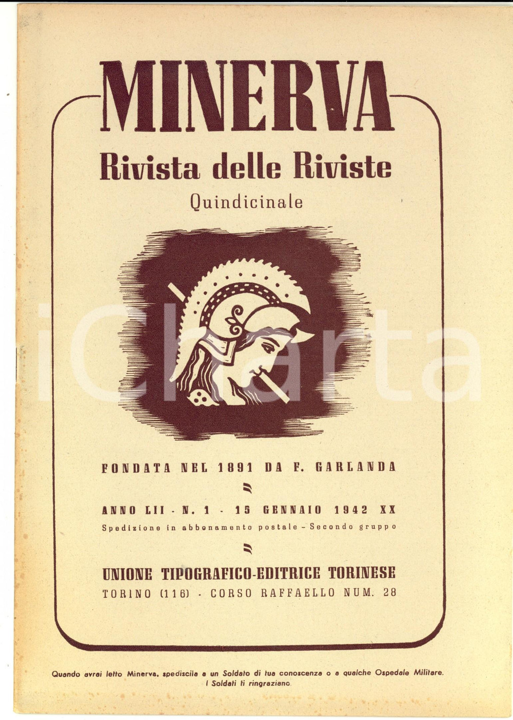Giornale, rivista storica 1942 MINERVA Rivista delle Riviste  Pittore Guido BOGGIANI Anno LII nÂ° 1 1