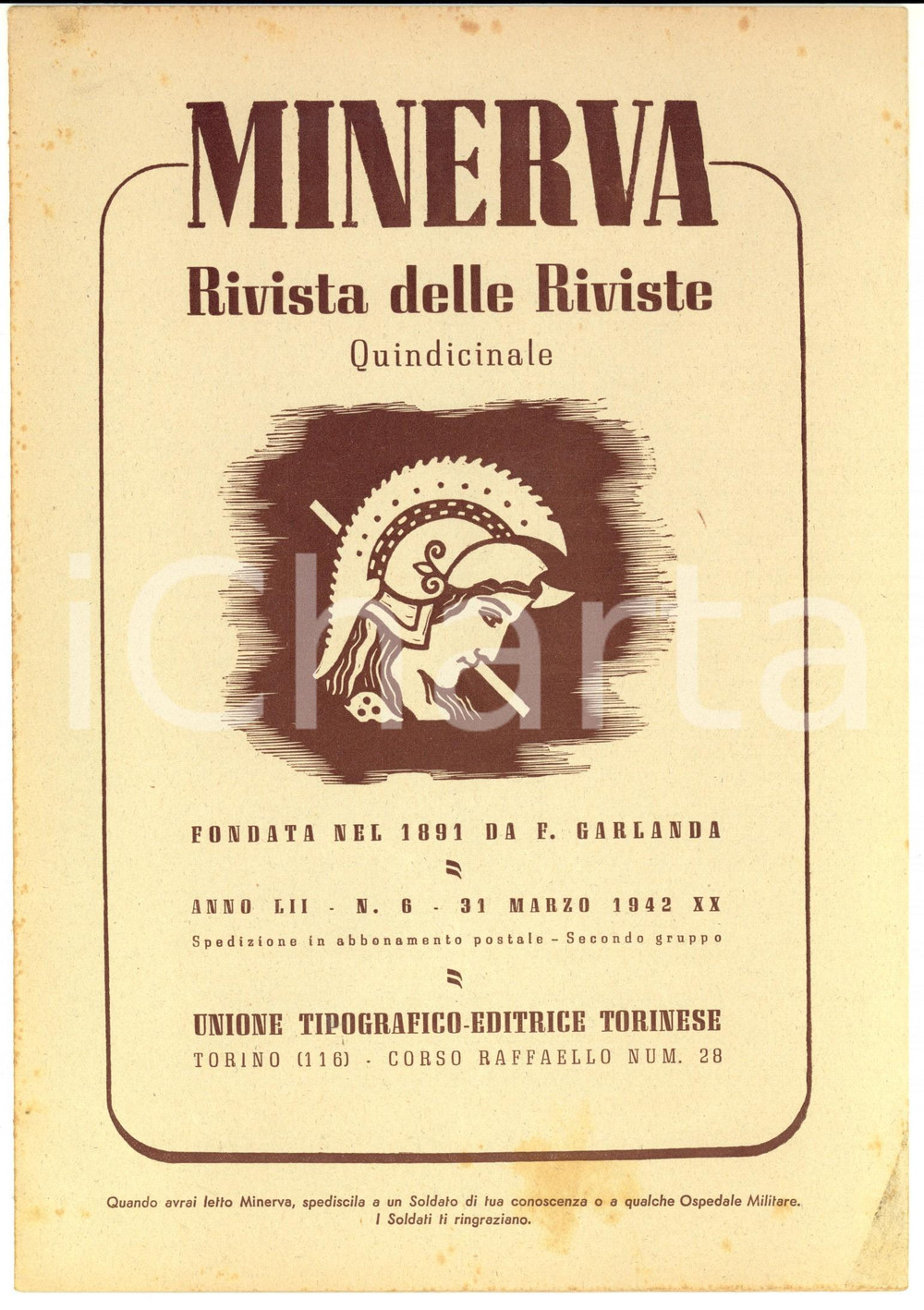 Giornale, rivista storica 1942 MINERVA Rivista delle Riviste  Mistero della morte di Luigi Napoleone nÂ°6 1