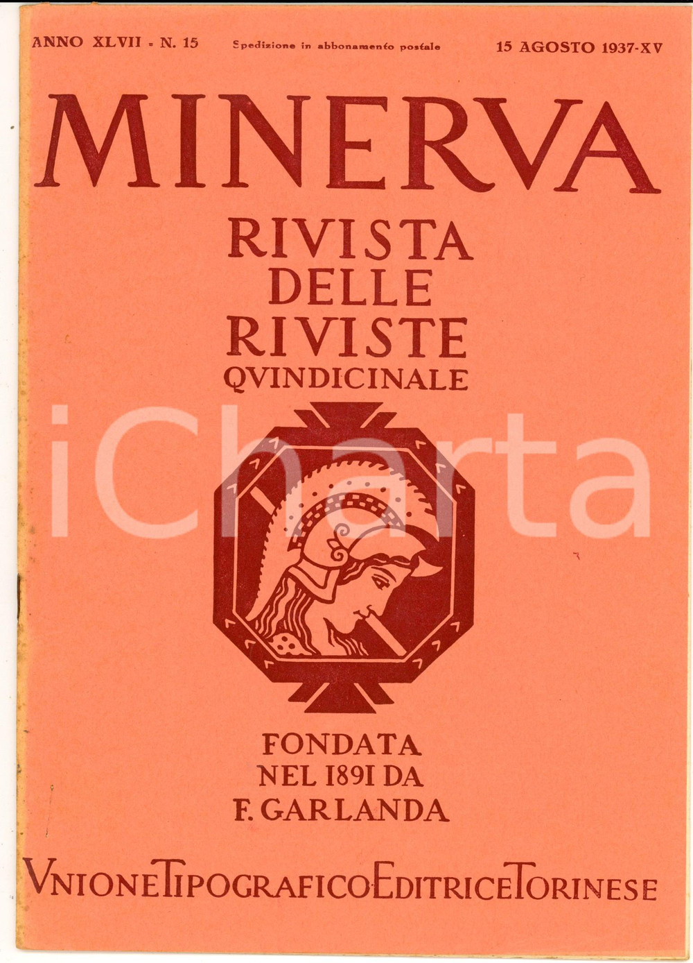 Giornale, rivista storica 1937 MINERVA Rivista delle Riviste  Antonio ROSMINI e il comunismo nÂ° 15 1