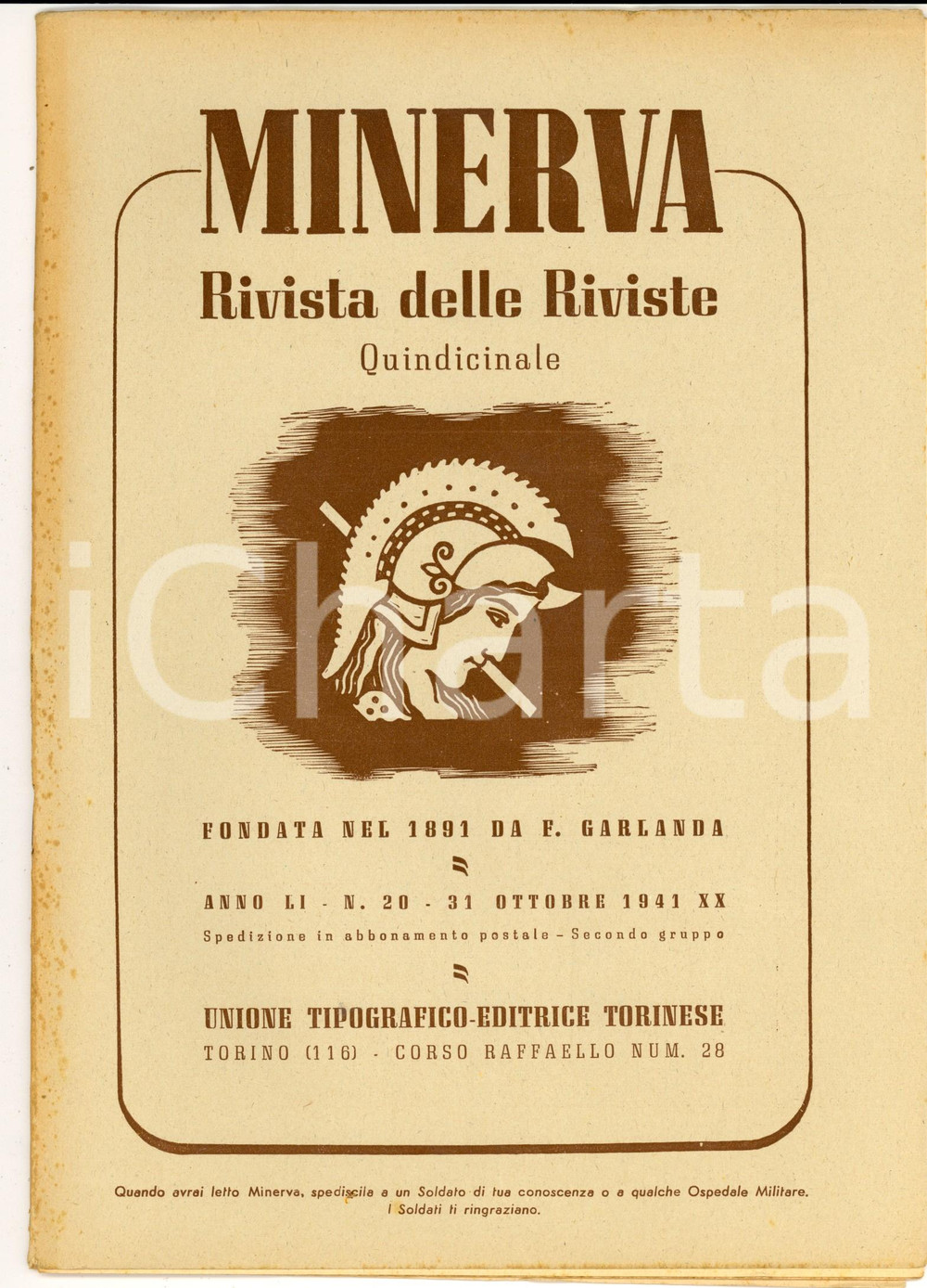 Giornale, rivista storica 1941 MINERVA Rivista delle Riviste La Slovenia provincia italiana Anno LI n° 20 1