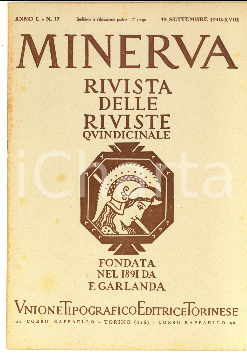 Giornale, rivista storica 1940 MINERVA Rivista delle Riviste  Governo tedesco in Polonia Anno L nÂ°17 1