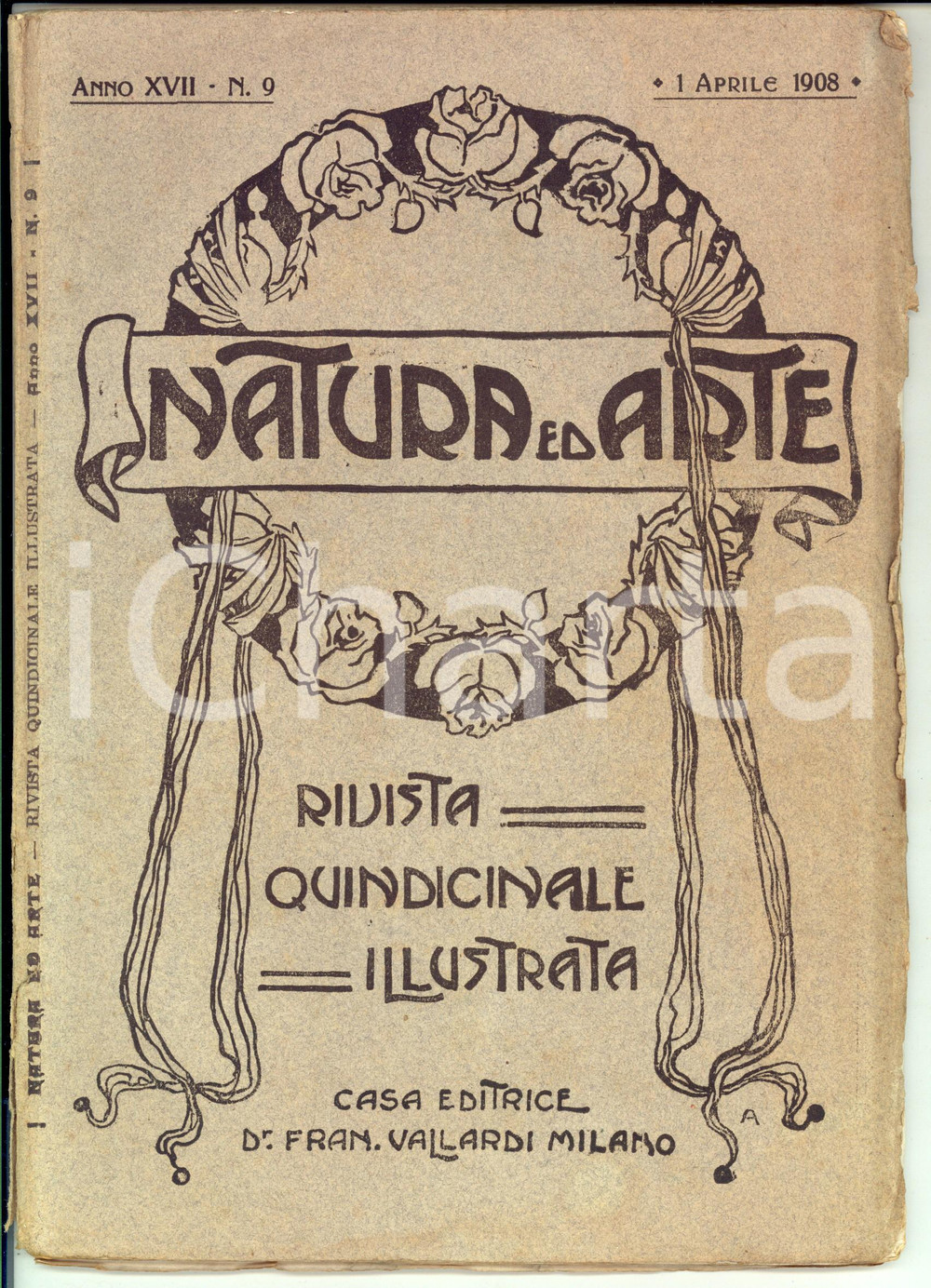 Giornale, rivista storica 1908 NATURA ED ARTE La colonia del BENADIR Anno XVII nÂ°9 DANNEGGIATA 1
