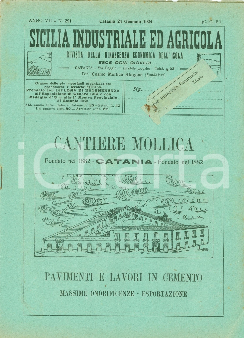 Giornale, rivista storica 1924 SICILIA INDUSTRIALE AGRICOLA Non possiamo ancora colonizzare la LIBIA 1