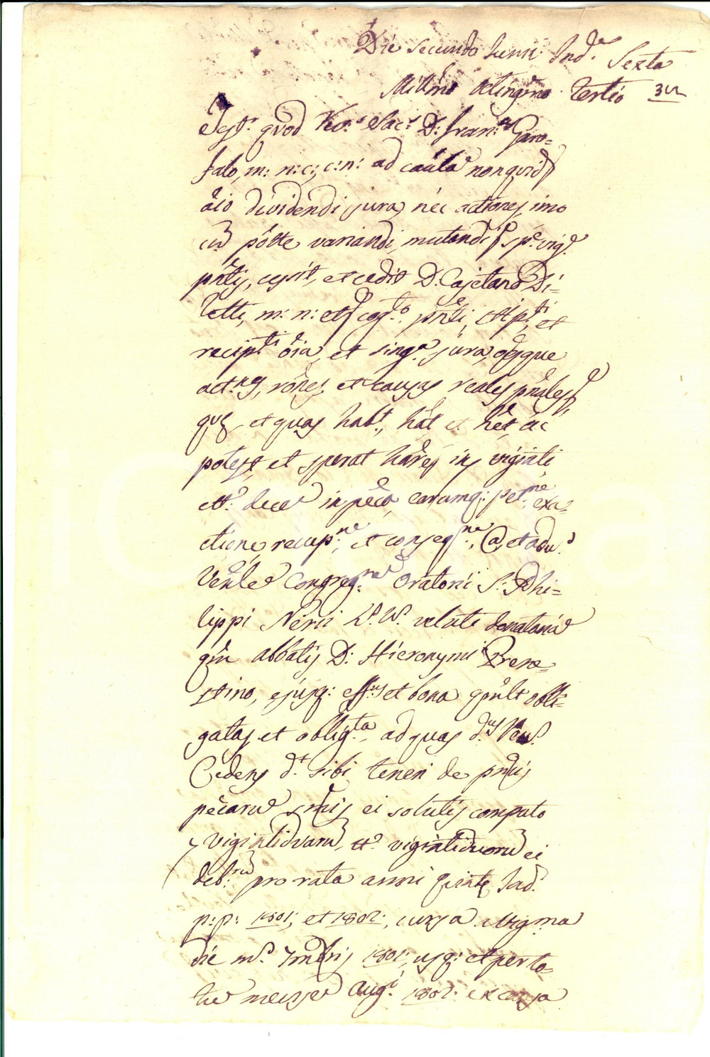 Manoscritto, lettera originale 1803 PALERMO Cessione don Francesco GAROFALO pro don Gaetano DILETTI Manoscritto 1