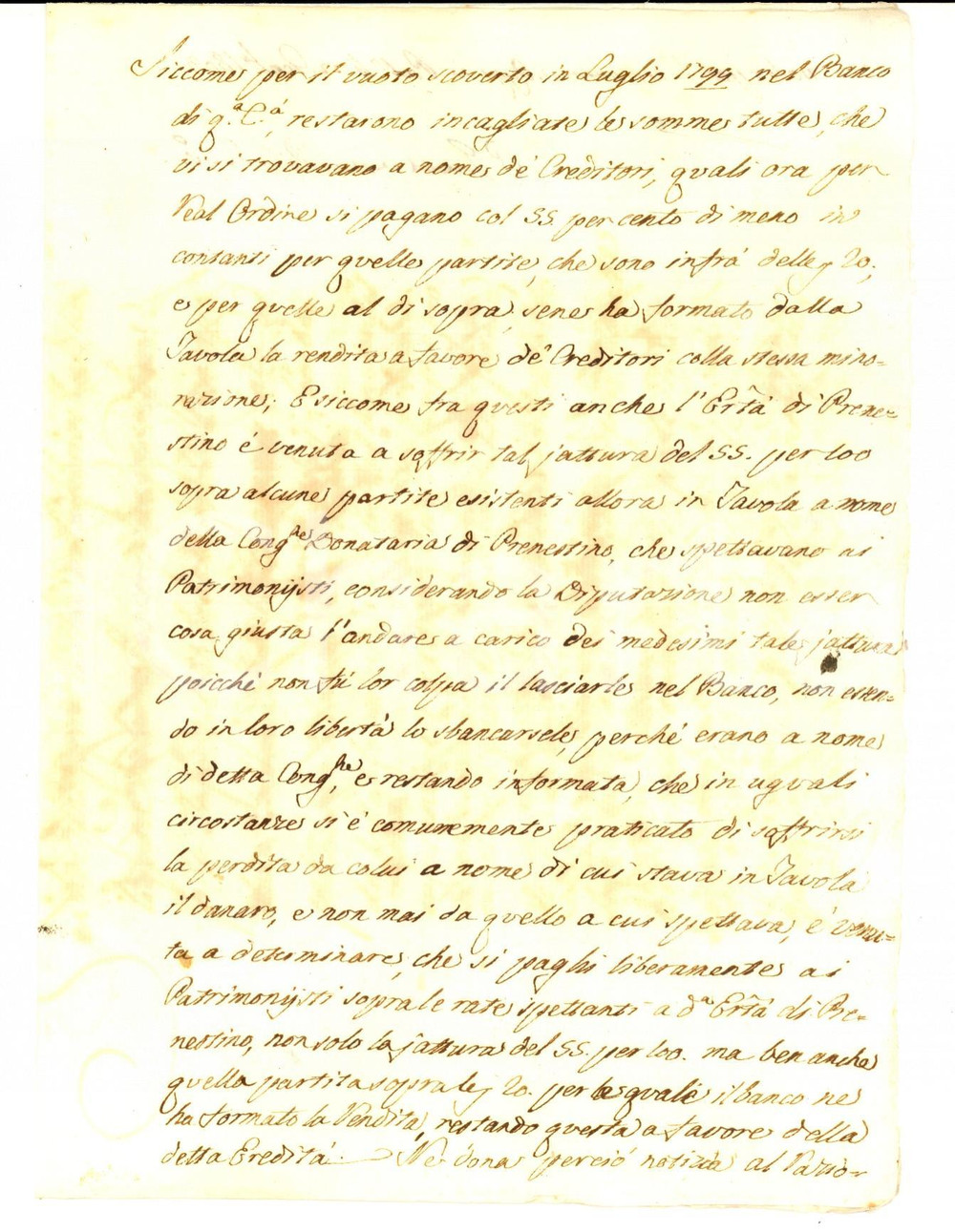 Manoscritto, lettera originale 1803 PALERMO Eredità PRENESTINO coinvolta in grave scoperto bancario Lettera 1