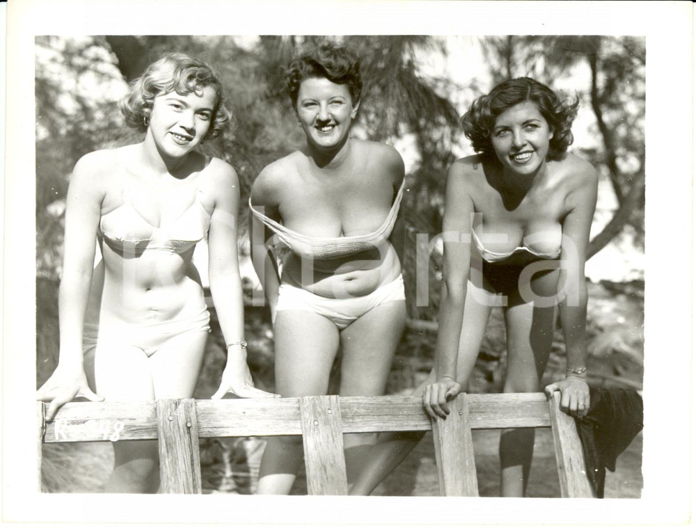 Fotografia d epoca originale 1965 ca USA  EROTICA VINTAGE Three women in a sexy pose  PHOTO 1