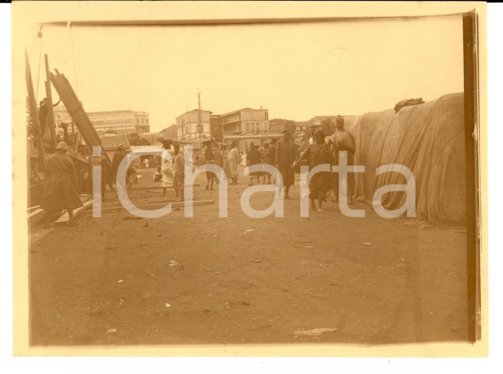 Fotografia d epoca originale 1920 DAKAR SENEGAL Movimento di materiali al porto Foto COLONIALE 1