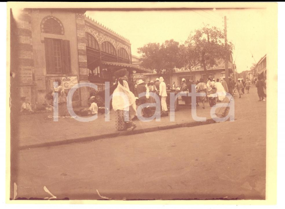 Fotografia d epoca originale 1920 DAKAR SENEGAL FRANCAIS Folla al mercato KERMEL Foto VINTAGE 1